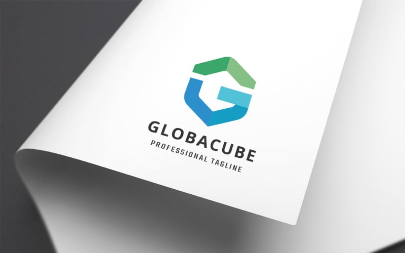Küresel Küp Harf G Logo Şablonu