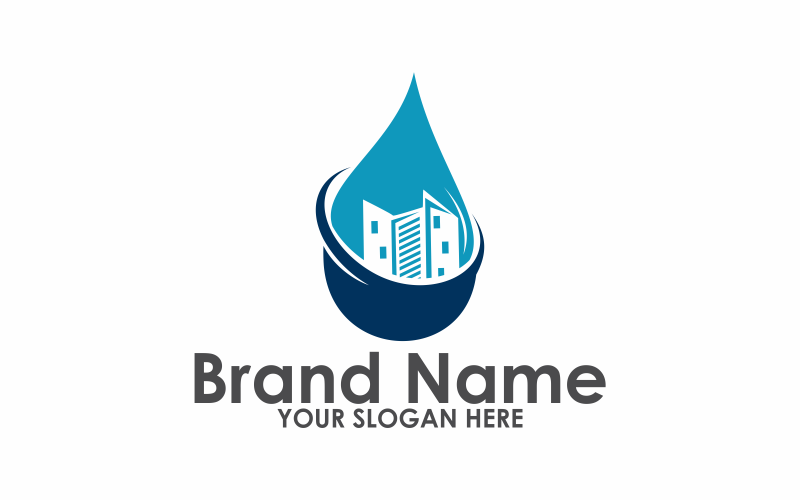 Modèle de logo plat City Drops