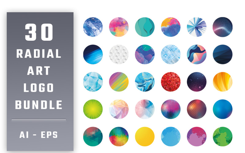 30 modello di logo del bundle di arte radiale