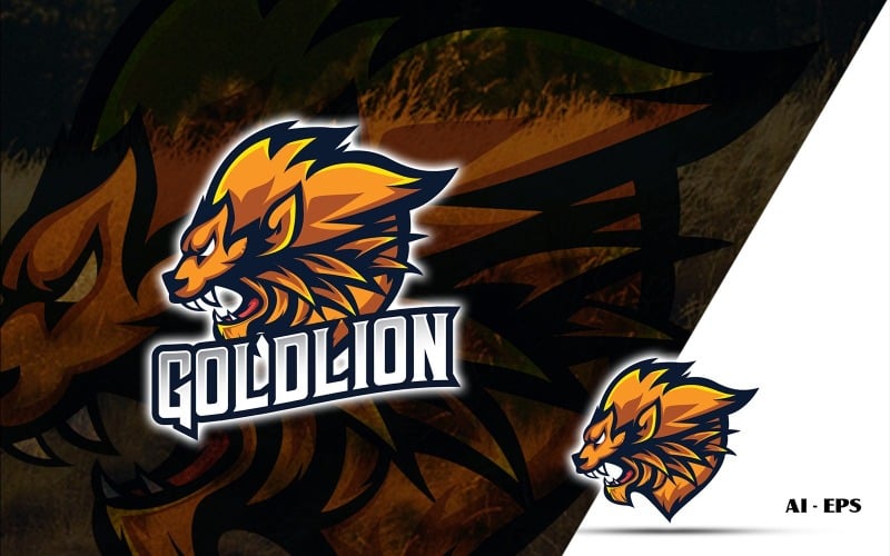 Download Шаблон логотипа "Gold Lion Logo Template" / Gold Lion Logo Template - Шаблон логотипа на тему графика logo,esport,lion,gold,king,lionking,simple,modern,sports,extremelogo,rawlogo,logotemplate,emblem,badges