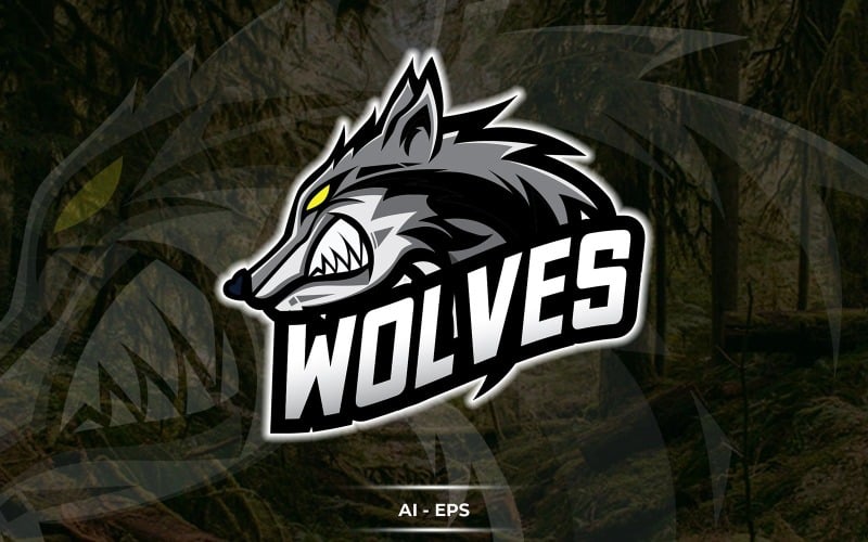 Modèle de logo de loups