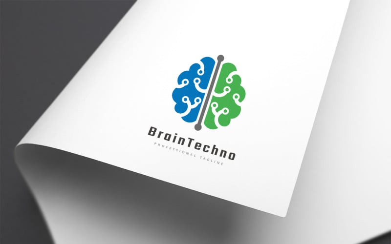 Modelo de logotipo Brain Techno