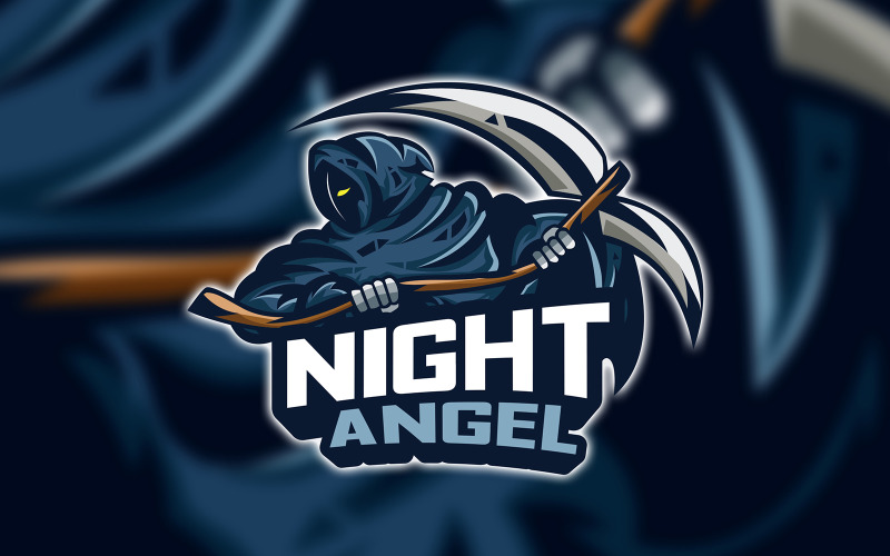 Download Шаблон логотипа "Night Angel Logo Template" / Night Angel Logo Template - Шаблон логотипа на тему графика logo,e sports,modern,angel,night angel,logo game,emblem,badges,simple,king,dead,death