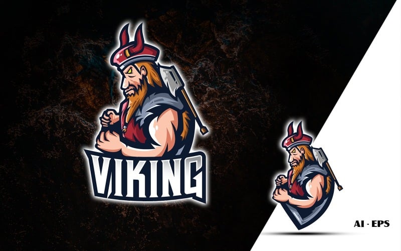 Download Шаблон логотипа "Viking Logo Template" / Viking Logo Template - Шаблон логотипа на тему графика viking,logo template,axe,man,old man,illustration,simple,e sport,badges,emblem