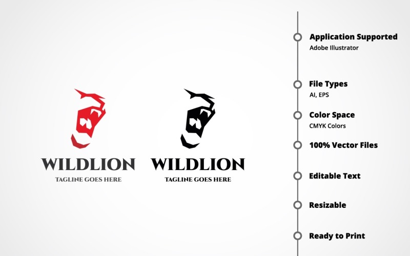 Download Шаблон логотипа "Wild Lion Logo Template" / Wild Lion Logo Template - Шаблон логотипа на тему графика animal,animals,business,colorful,consultant,corporate,digital,finance,finances,financial,firm,fund,investing,investment,king,kingdom,lion,majestic,marketing,media