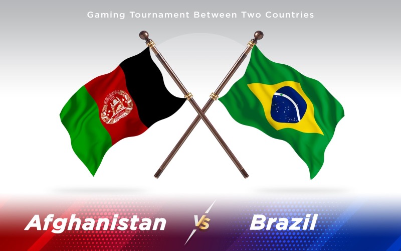 Afganistan ve Brezilya karşı iki ülke bayrakları arka plan tasarımı - illüstrasyon