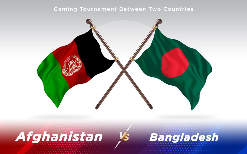 Afganisztán kontra Banglades két ország zászlói - illusztráció