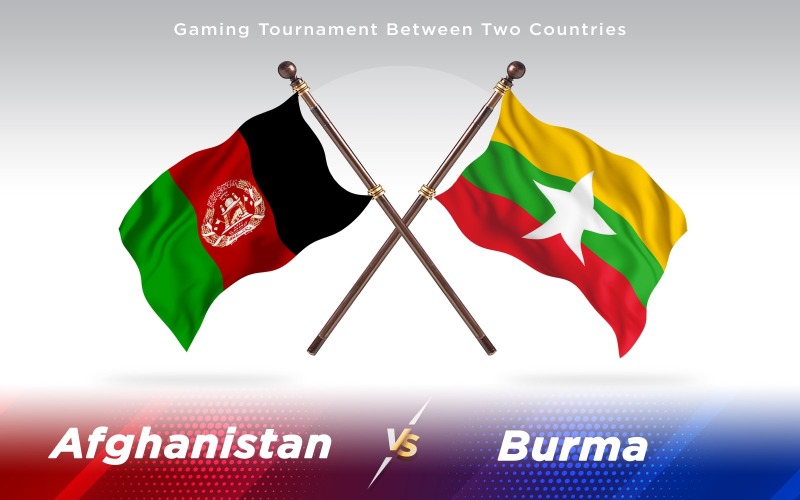 Afghánistán vs Barma dvě země příznaky pozadí návrhu - ilustrace