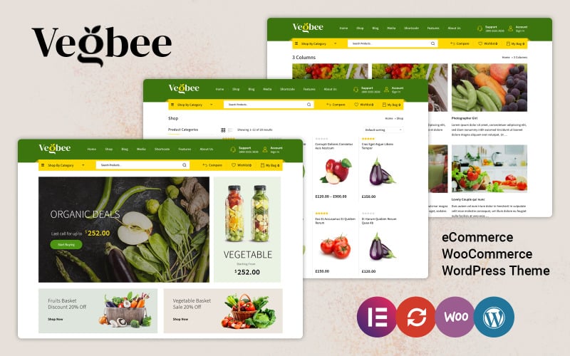 Vegbee - motyw WooCommerce dla Elementora artykułów spożywczych i warzyw