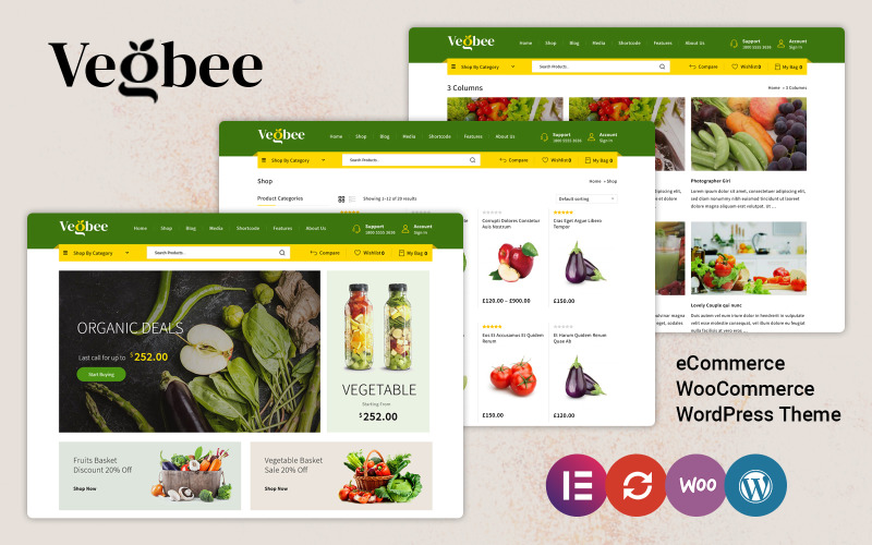 Vegbee — тема WooCommerce для продуктов и овощей Elementor