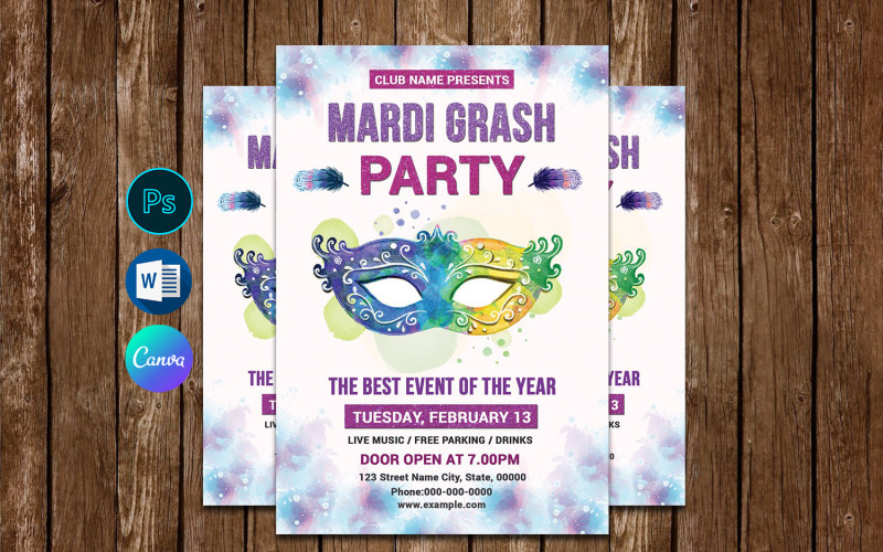 Brazília Mardi Gras Party meghívó szórólap
