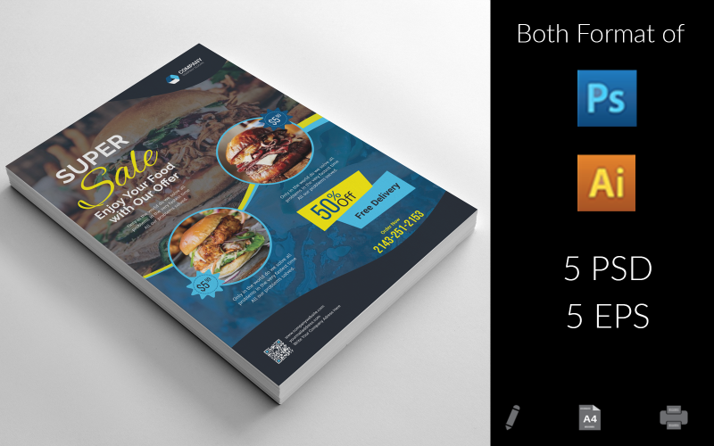 Download Фирменный стиль "Food Flyer" / Food Flyer - Фирменный стиль на тему графика psd,flyer,corporate,liflet,computer,internet,stationery,poster,blue,hiquality,official,sample,business,logo,professional,modern,art,standard,creative,graphics