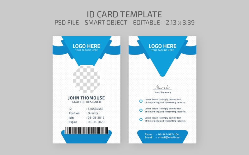 Graphic Designer Employee ID Card - Corporate Identity Template