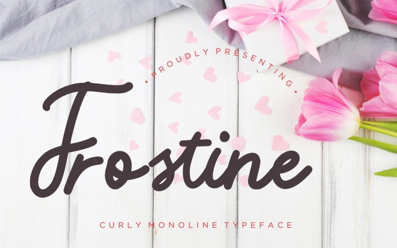 Fonte Frostine Curly Monoline Typeface