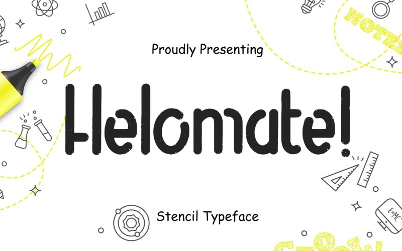 Download Шрифт "Helomate Stencil Typeface Font" / Helomate Stencil Typeface Font - Шрифт на тему графика handwriting,handwritten,brush,modern,business,logo,typography,retro,branding,happy,fun,happiness,joyful,kids,children