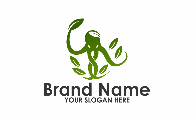 Modèle de logo de calmar vert