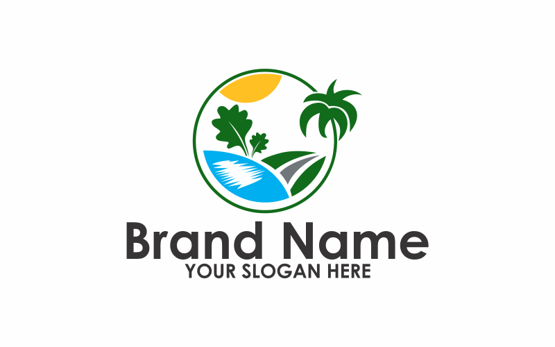 Modèle de logo de plage agricole