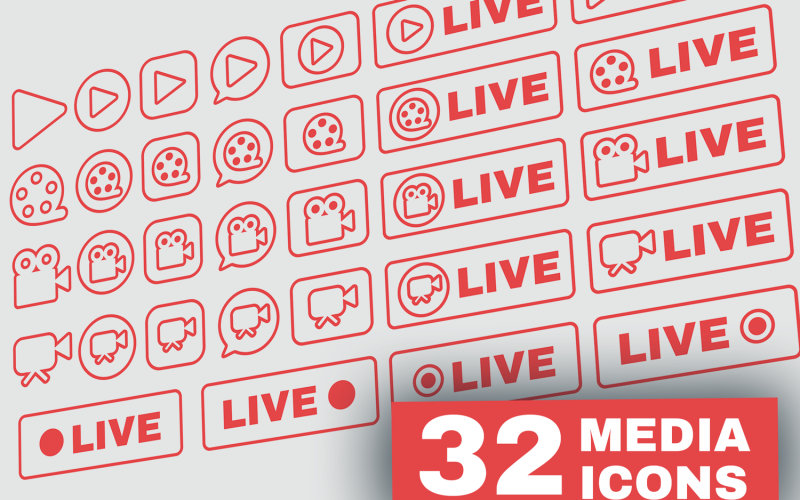 Download Набор иконок "Outline Live Stream Symbols Set Icon" / Outline Live Stream Symbols Set Icon - Набор иконок на тему social media live,streaming,stream,online,broadcast,multimedia,button,outline,irl,news,social,technology,internet,service,play,in real life,modern,network,information,video
