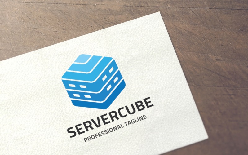 Modello di logo del cubo del server