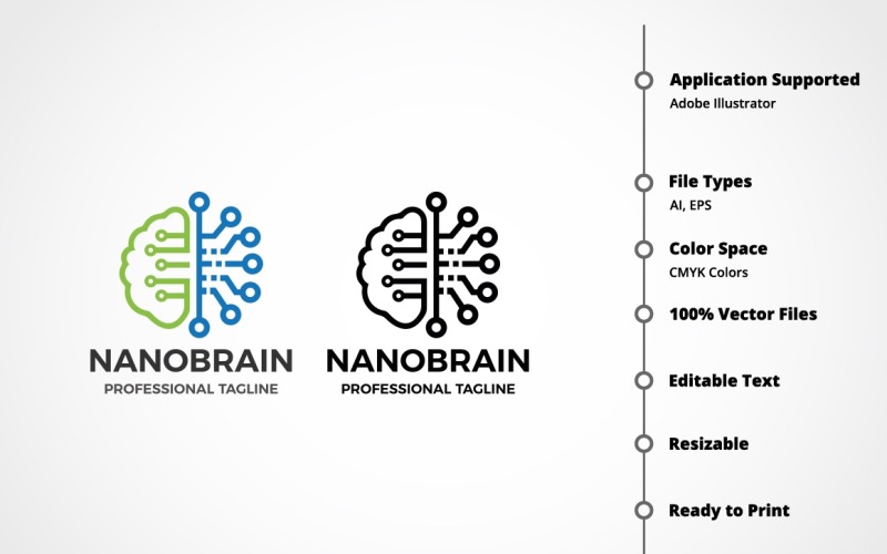 Download Шаблон логотипа "Nano Brain Logo Template" / Nano Brain Logo Template - Шаблон логотипа на тему графика agency,brain,brainstorm,brainwash,brand,branding,bright,concept,design,development,electro,electronic,human brain,idea,identity,intelligent,it,mobile,programmer,smart