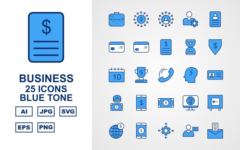 Download Набор иконок "25 Premium Business Blue Tone Icon Set" / 25 Premium Business Blue Tone Icon Set - Набор иконок на тему business coin,mobile,diamond,glass hour,dollar,lcd,locker,world,man,cloud,building,bulb,website,chart,mountain,stopwatch,briefcase,tv,tag,file