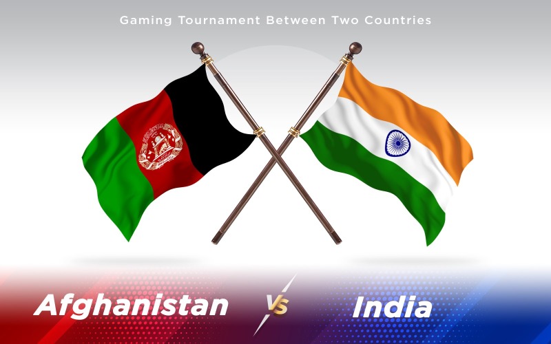 Afeganistão versus Índia Bandeiras de dois países - ilustração
