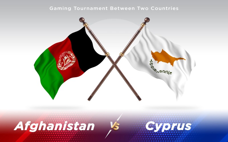 Afganistán versus banderas de dos países de Chipre - ilustración