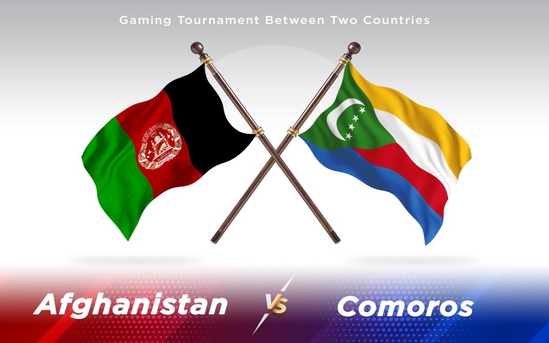 Afganistán versus banderas de dos países de Comoras - ilustración