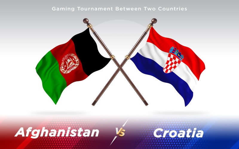 Afganistán versus banderas de dos países de Croacia - ilustración
