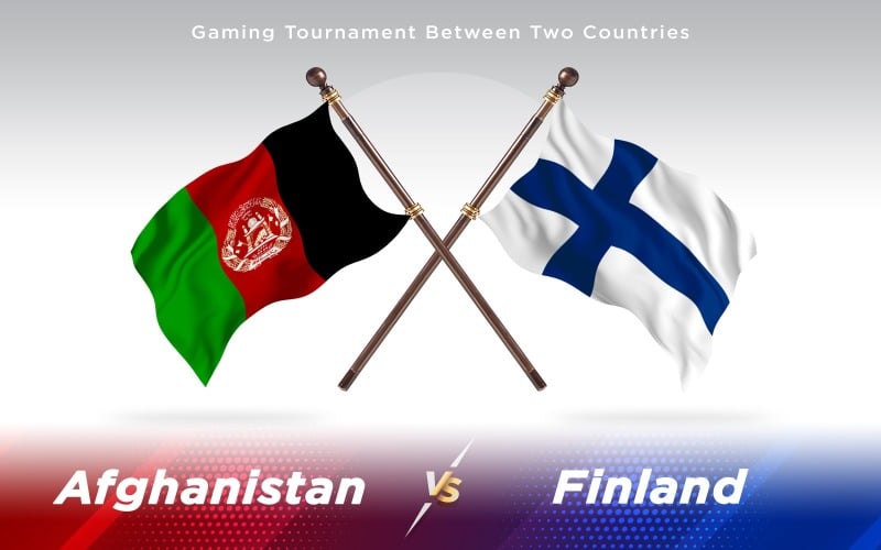 Afganistán versus banderas de dos países de Finlandia - ilustración