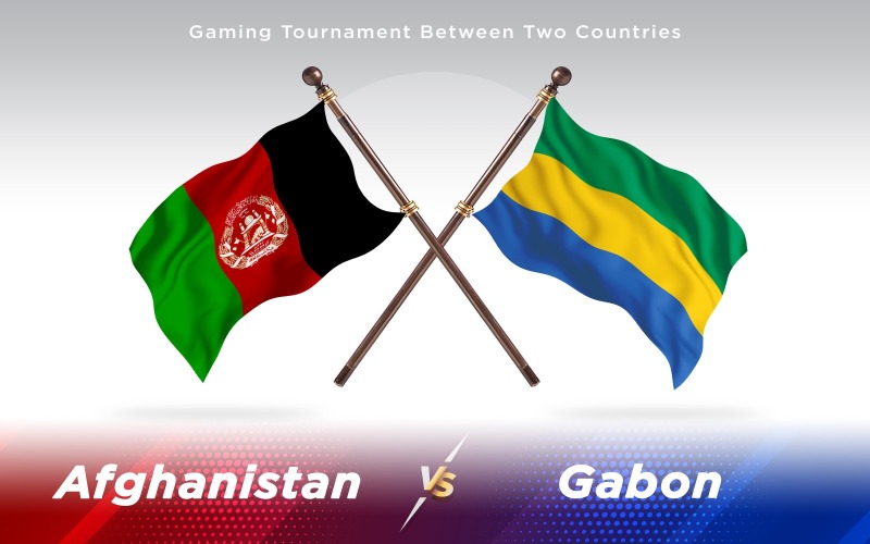 Afganistán versus banderas de dos países de Gabón - ilustración