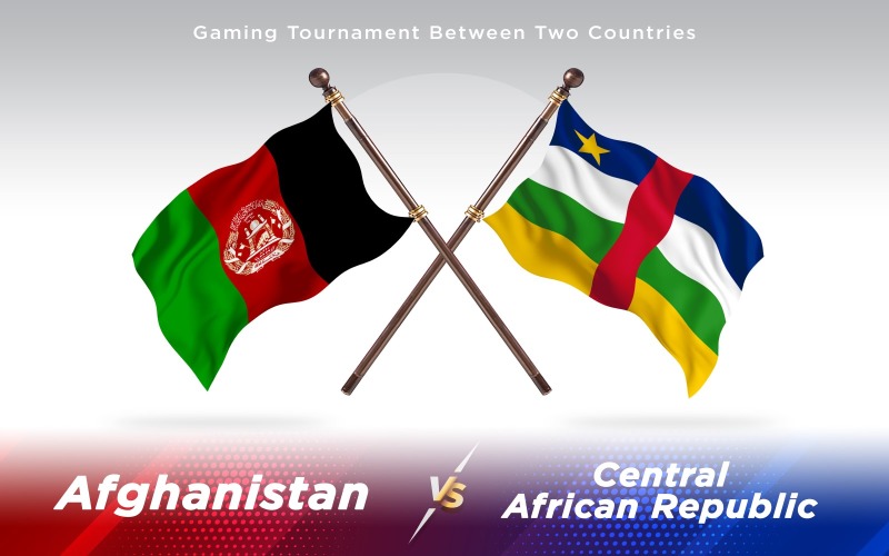 Afganistán versus banderas de dos países de República Centroafricana - ilustración