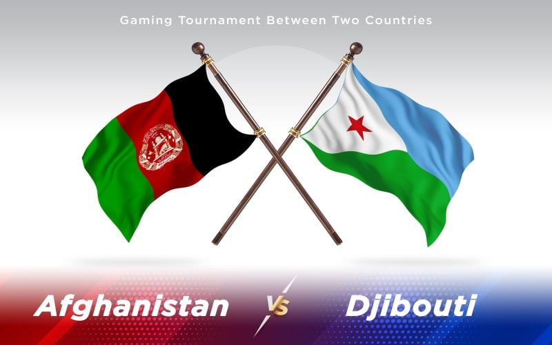 Afganistan vs Cibuti iki ülke bayrakları arka plan tasarımı - illüstrasyon