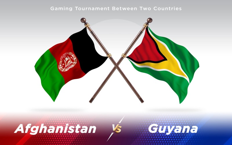Afganistan vs Guyana iki ülke bayrakları arka plan tasarımı - illüstrasyon