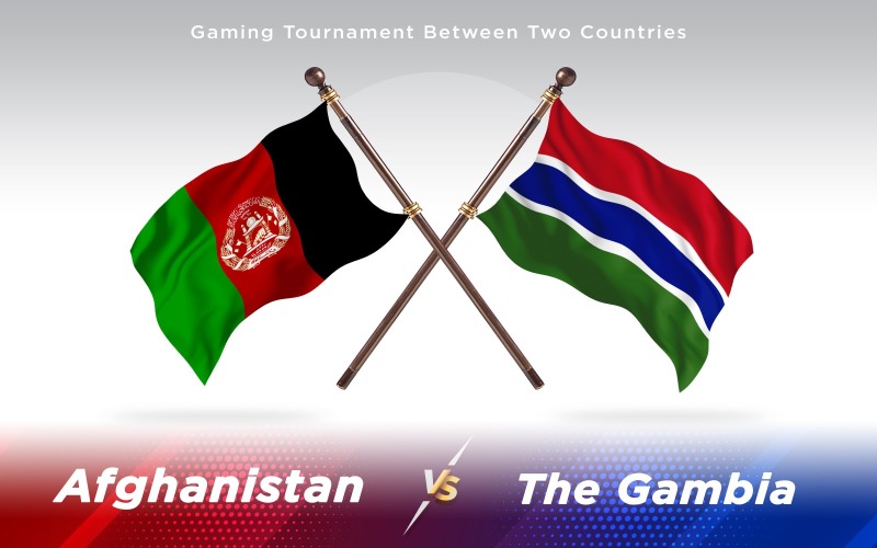 Afganisztán és a Gambia két ország zászlói - illusztráció