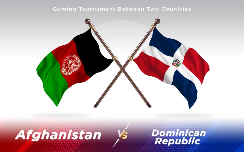 Afghanistan Contro Bandiere Di Due Paesi Della Repubblica Dominicana - Illustrazione