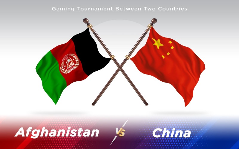 Afghanistan contro le bandiere di due paesi della Cina - illustrazione