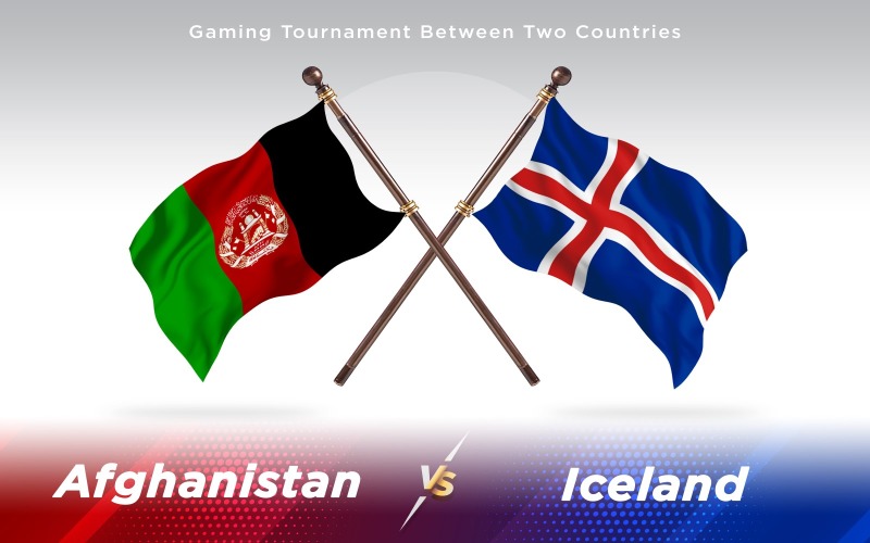 Afghanistan vs Islanda Due Paesi Bandiere Sfondo Design - Illustrazione