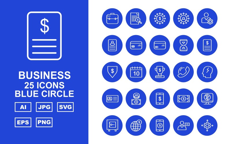 Download Набор иконок "25 Premium Business Blue Circle Icon Set" / 25 Premium Business Blue Circle Icon Set - Набор иконок на тему business coin,mobile,diamond,glass hour,dollar,lcd,locker,world,man,cloud,building,bulb,website,chart,mountain,stopwatch,briefcase,tv,tag,file