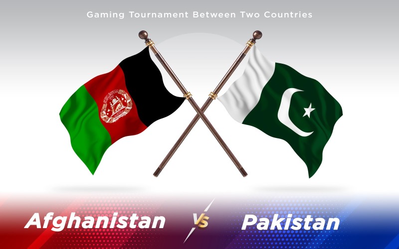阿富汗与巴基斯坦两个国家的国旗-光栅插图
