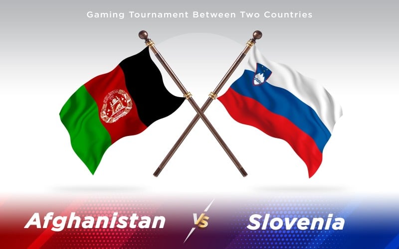阿富汗与斯洛文尼亚两个国家的国旗-光栅插图