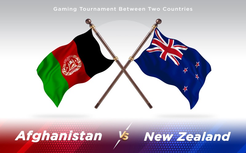 阿富汗与新西兰两个国家的国旗-光栅插图