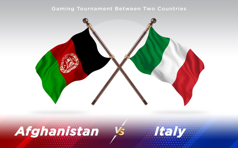 Afganistan İtalya'ya Karşı İki Ülkenin Bayrakları - İllüstrasyon