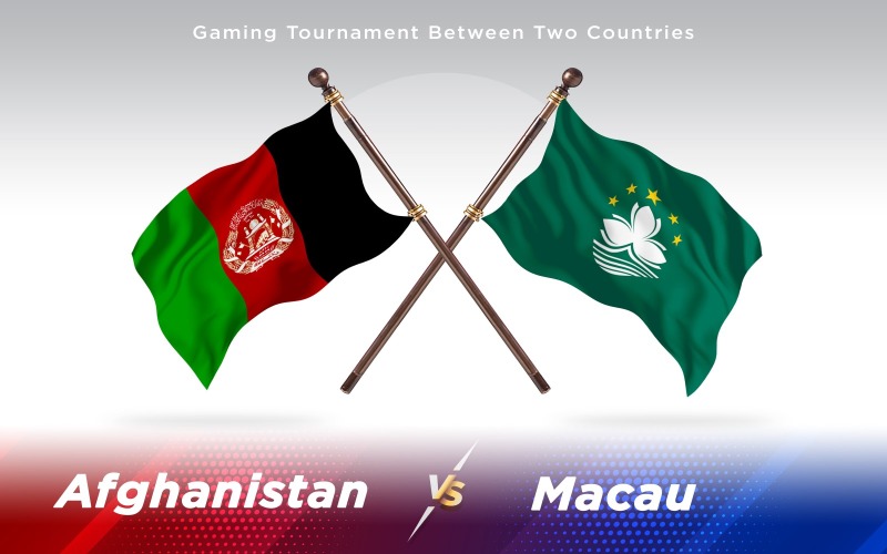 Afganistan kontra Flagi dwóch krajów Makau - ilustracja