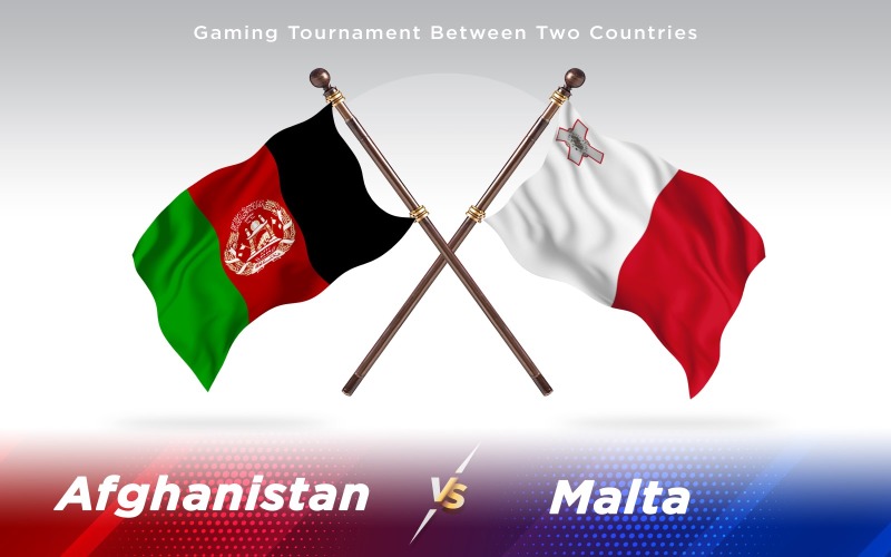 Afganistan Malta'ya Karşı İki Ülkenin Bayrakları - İllüstrasyon