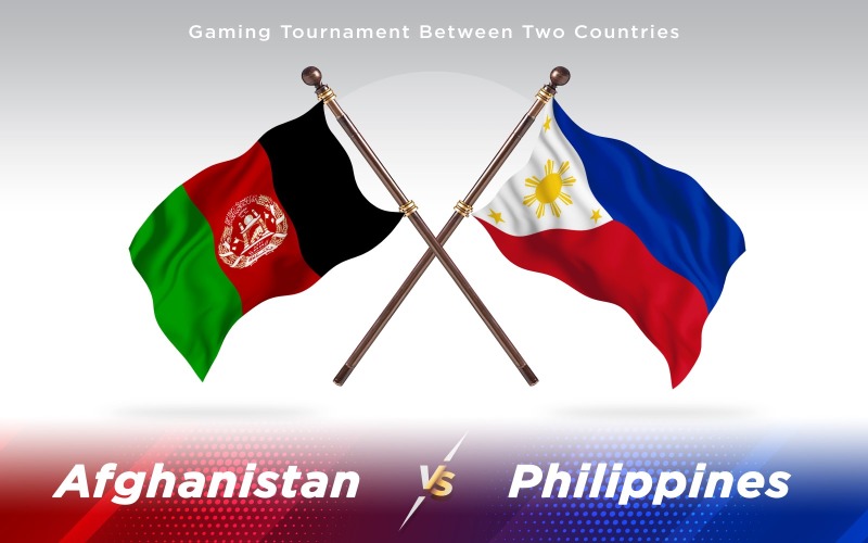 Afganistán versus banderas de dos países de Filipinas - ilustración