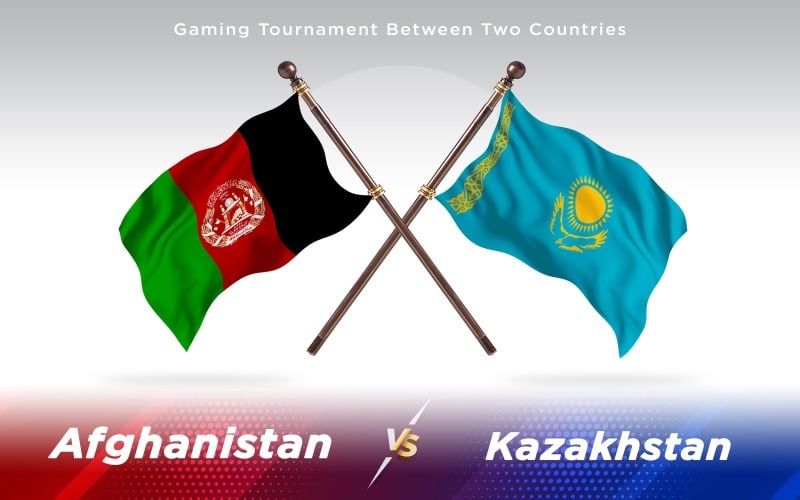 Afganistán versus banderas de dos países de Kazajistán - ilustración
