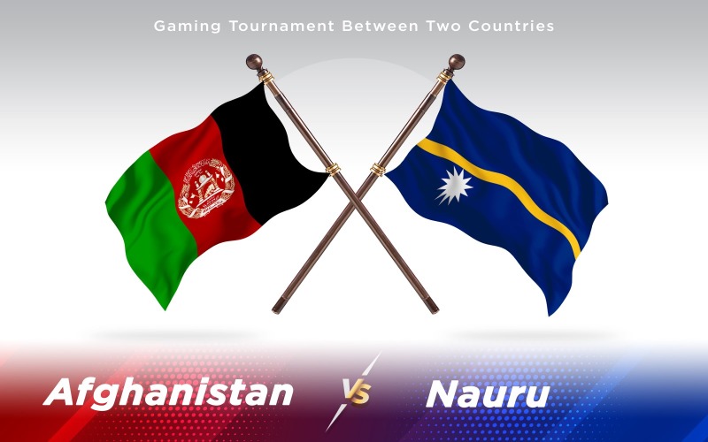 Afganistán versus banderas de dos países de Nauru - ilustración