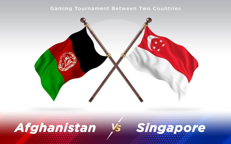 Afghanistan Contro Singapore Due Bandiere Di Paesi - Illustrazione