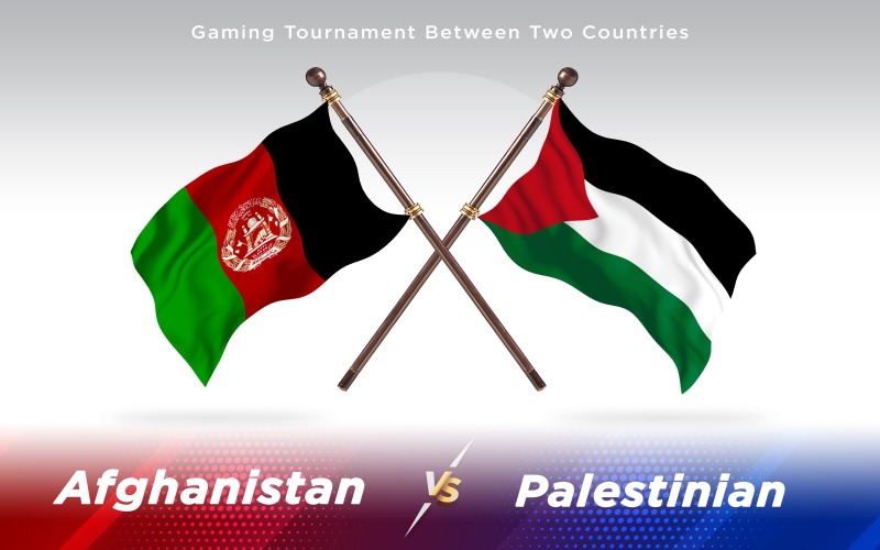 Afghanistan kontra palestinska två länder flaggor - Illustration